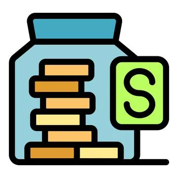 Glass jar containing stack of gold coins representing savings Stock Illustration