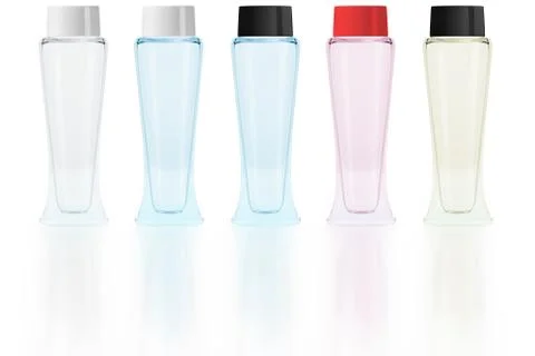 Glass jar with different glossy plastic lid 3D rendering Stock Illustration