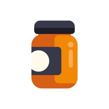 Glass jar filled with orange jam flat icon Stock Illustration