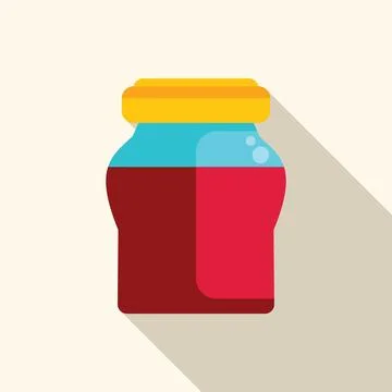 Glass jar filled with red cherry jam and yellow lid Stock Illustration