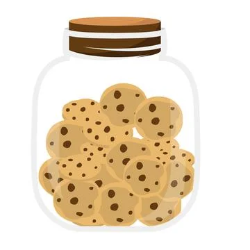 Glass Jar Full of Chocolate Chip Cookies Stock Illustration
