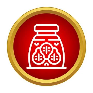 Glass jar icon with pickled pears outline Stock Illustration