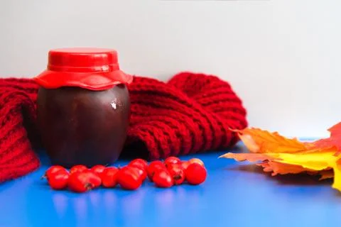 Glass jar with jam Stock Photos