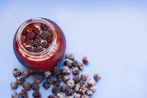 Glass jar with jam Stock Photos