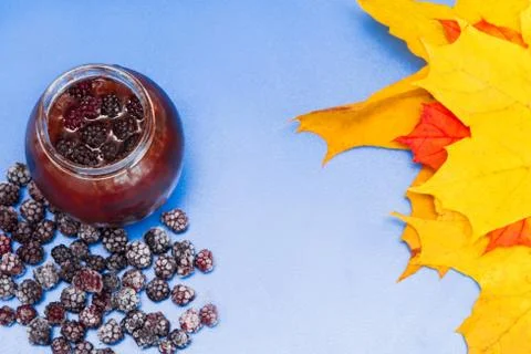 Glass jar with jam Stock Photos