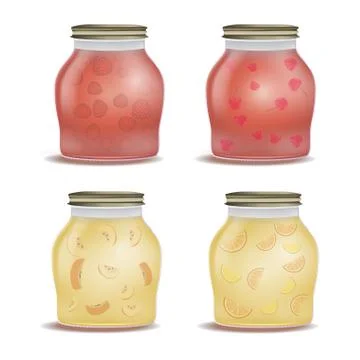 Glass jar with with jam. Vector illustration. Packaging collection. Bank Stock Illustration