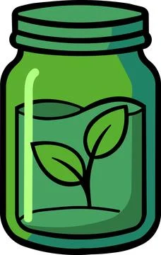 Glass jar with leaf icon reusable container Stock Illustration