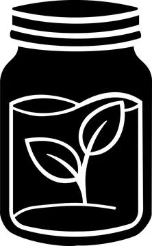 Glass jar with leaf icon reusable container 스톡 일러스트