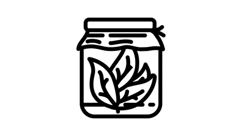 Glass jar leaf sustainable beauty line icon animation Stock Footage 326750153