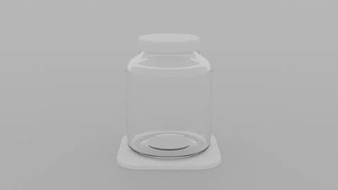 Glass jar with lid on plate 3D Model