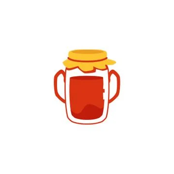 Glass jar with magic potion liquid substance flat vector illustration isolated. Stock Illustration