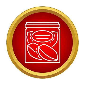 Glass jar with nuts simple outline icon Stock Illustration