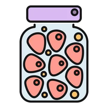 Glass jar with pickled fruit canning illustration Stock Illustration