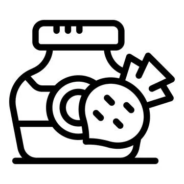 Glass jar preserving beetroot slice icon outline style Illustrazione stock