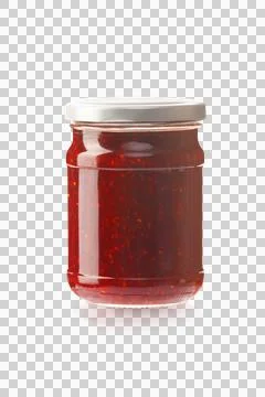 Glass jar with raspberry jam Stock Photos