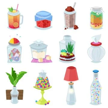 Glass jar vector jam or sweet jelly in mason glassware with lid or cover for Stock Illustration