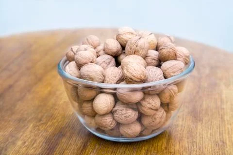 Glass jar with wallnuts Foto stock