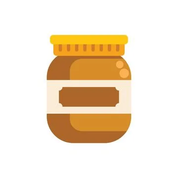 Glass jar with yellow cap containing peanut butter Stock Illustration