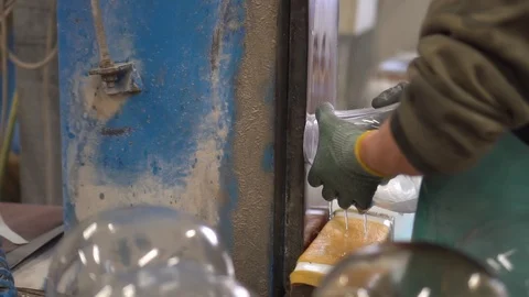 Glass jars are sanded with sandpaper Stock Footage 120986375