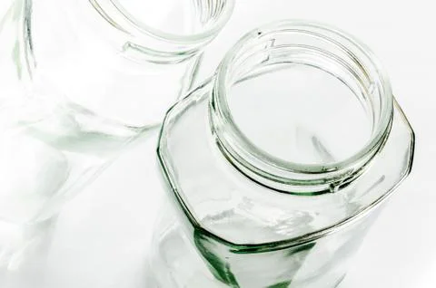 Glass jars - high key Stockfoto's