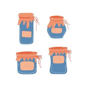 Glass jars illustrations set. Cute jars isolated on white background. Stock Illustration