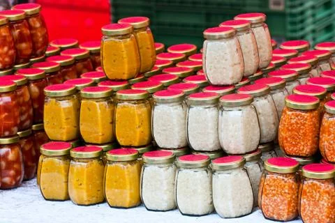 Glass jars. Stock Photos