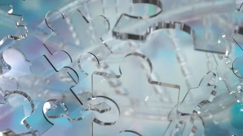 The Glass Jigsaw on Dna background  for sci or education concept 3d rendering Stock Photos