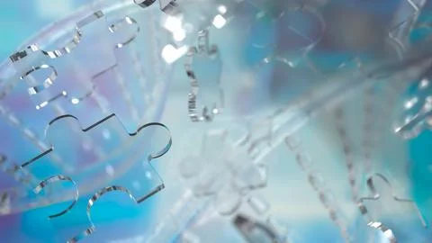 The Glass Jigsaw on Dna background  for sci or education concept 3d rendering Stock Photos
