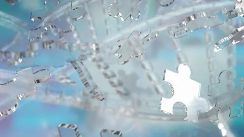 The Glass Jigsaw on Dna background  for sci or education concept 3d rendering Stock Photos