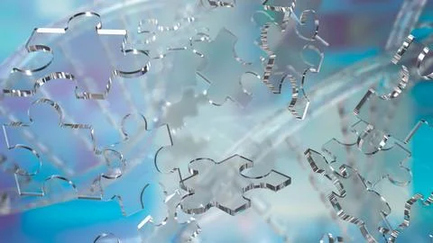 The Glass Jigsaw on Dna background  for sci or education concept 3d rendering Stock Photos