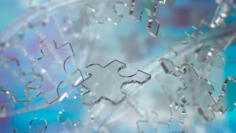The Glass Jigsaw on Dna background  for sci or education concept 3d rendering Stock Photos