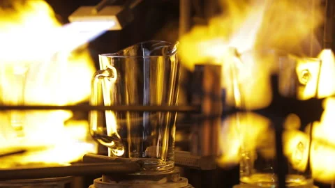 Glass jug on fire Stock Footage 171600894