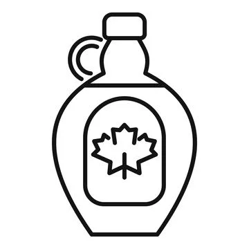 Glass jug of maple syrup with a maple leaf icon Stock Illustration