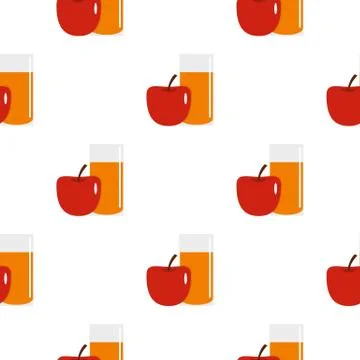 Glass of juice with red apple pattern seamless 库存插图