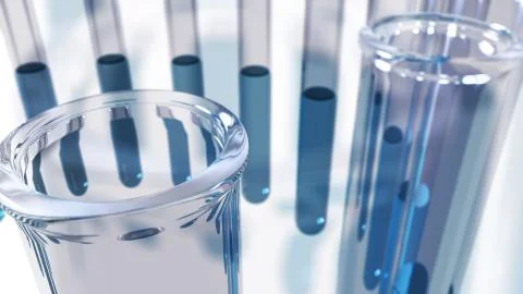 Glass laboratory test tubes close up Stock Illustration