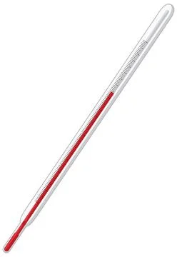 Glass Laboratory Thermometer with Red Liquid Isolated on White Background Stock Illustration