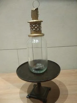The glass lamp on the table Stock Photos