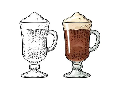 Latte macchiato layered coffee glass cartoon Vector Image