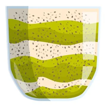 Glass with layered chia pudding and matcha tea is making a healthy breakfast Stock Illustration