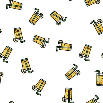 Glass lemon beverage vector seamless pattern Stock Illustration