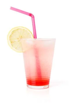 Glass lemonade with lemon slice Stock Photos