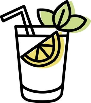 Glass of lemonade with mint icon 스톡 일러스트