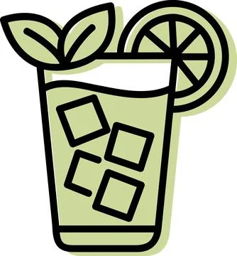 Glass of lemonade with mint leaves Stock Illustration