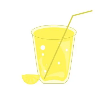 Glass of lemonade with a slice of lemon isolated on a white background. Stock Illustration
