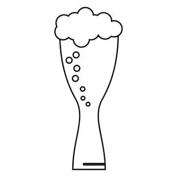 Glass light beer fresh bubbles outline Stock Illustration
