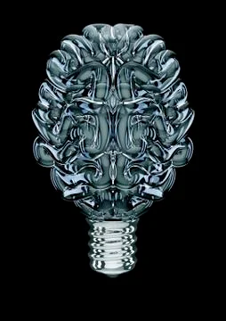 Glass light bulb brain Illustrazione stock