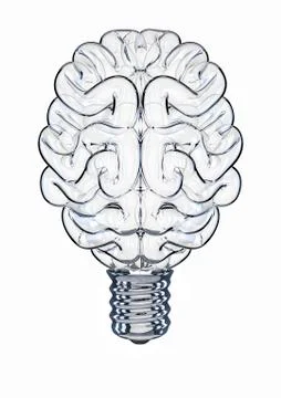 Glass light bulb brain 스톡 일러스트