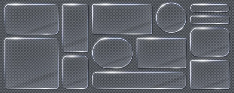 Glass light frames and borders, realistic 3d set Stock-Illustration