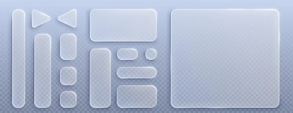 Glass liquid UI elements set Stock Illustration