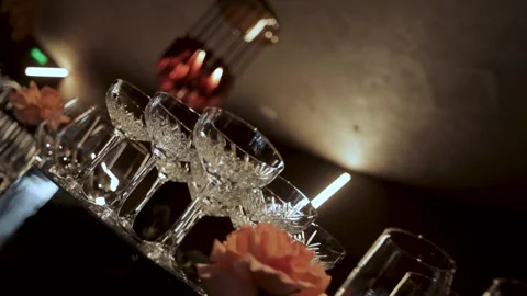 Glass liquor flutes  Stock Footage 308447553